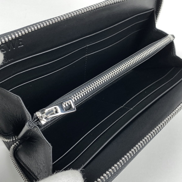 Loewe Repeat Anagram Round Zip Long Wallet Black Leather - Picture 5 of 6